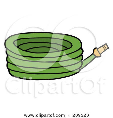 Royalty-Free (RF) Clipart Illustration of a Green Garden Hose by Hit Toon