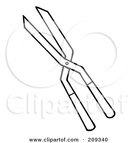 Royalty-Free (RF) Clipart Illustration of Outlined Gardeners Pruners by Hit Toon