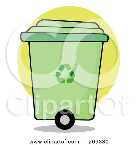 Royalty-Free (RF) Clipart Illustration of a Rolling Green Recycle Bin by Hit Toon