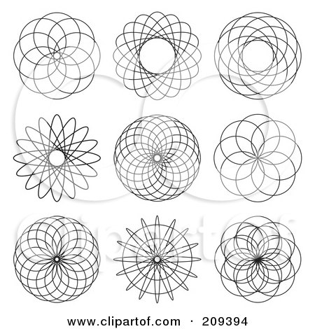 Royalty-Free (RF) Clipart Illustration of a Digital Collage Of Spiral Design Elements by michaeltravers