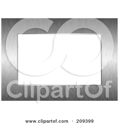 Royalty-Free (RF) Clipart Illustration of a Brushed Metal Frame Bordering A White Background by michaeltravers