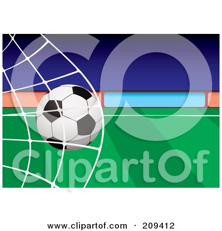 Royalty-Free (RF) Clipart Illustration of a Soccer Ball Crashing Into A Net by michaeltravers