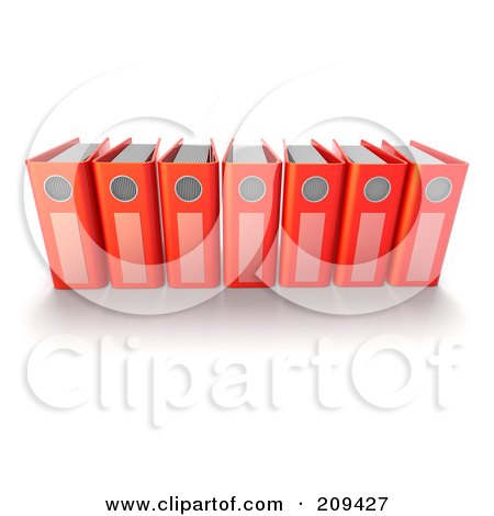 Royalty-Free (RF) Clipart Illustration of a Row Of 3d Red Ring Binders by Tonis Pan