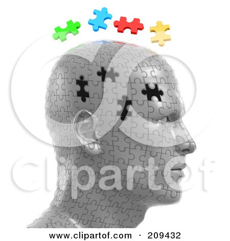 3d Puzzle Head With The Colorful Pieces Floating Over The Empty Spaces Posters, Art Prints