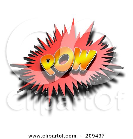Royalty-Free (RF) Clipart Illustration of a 3d POW Comic Cloud With A Shadow by stockillustrations