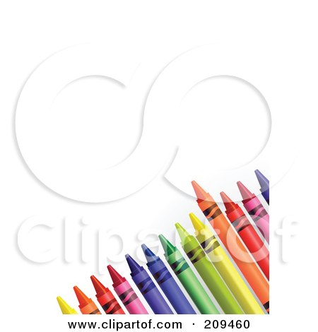Royalty-Free (RF) Clipart Illustration of a Corner Of Colorful Crayons by Pushkin
