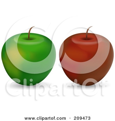 Royalty-Free (RF) Clipart Illustration of a Digital Collage Of Red And Green Organic Apples by elaineitalia