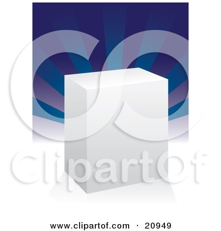 Clipart Picture of a Plain White Product Box For Software, Or A Package On A White Surface With Blue Rays In The Background by Paulo Resende