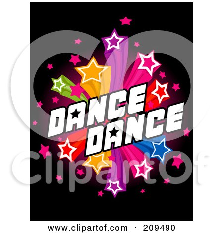 Royalty-Free (RF) Clipart Illustration of a Starry Dance Explosion Over Black by BNP Design Studio