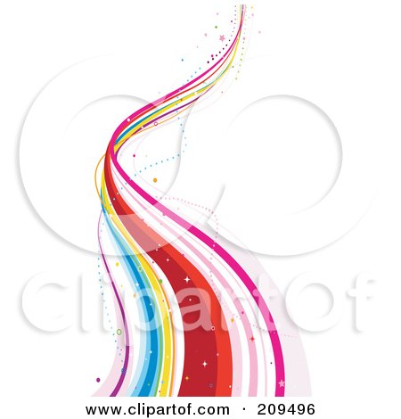 Royalty-Free (RF) Clipart Illustration of a Flowing Rainbow Background Over White - 2 by BNP Design Studio