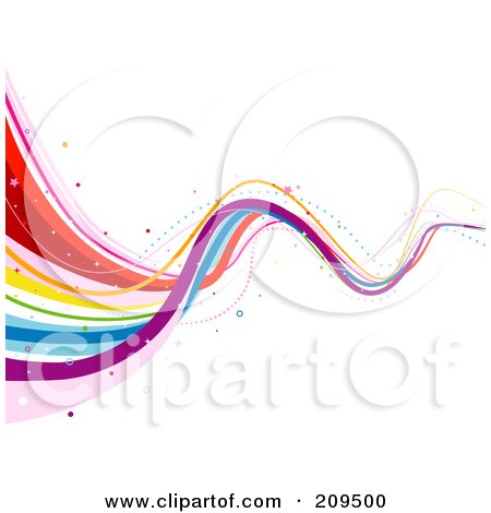 Royalty-Free (RF) Clipart Illustration of a Bouncy Rainbow Wave Over White by BNP Design Studio