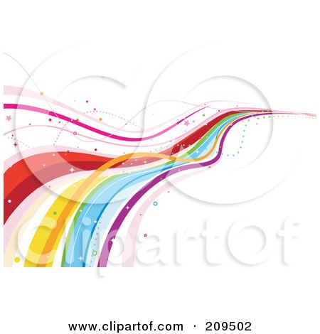 Royalty-Free (RF) Clipart Illustration of a Flowing Rainbow Background Over White - 1 by BNP Design Studio