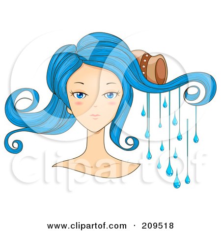 Royalty-Free (RF) Clipart Illustration of a Beautiful Scorpio Woman's Face With Water Dripping From Her Hair by BNP Design Studio