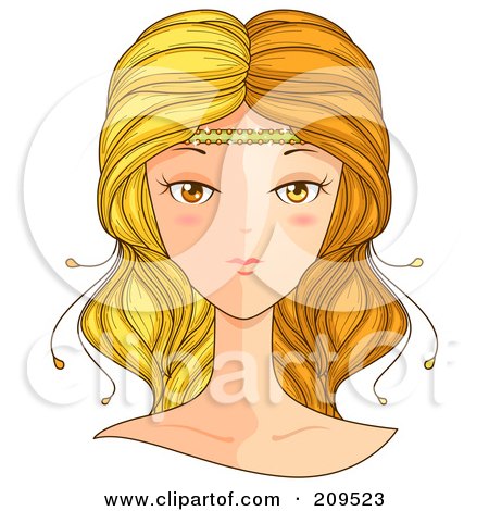 Royalty-Free (RF) Clipart Illustration of a Beautiful Gemini Woman's Face by BNP Design Studio