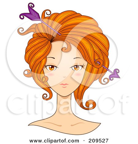 Royalty-Free (RF) Clipart Illustration of a Beautiful Sagittarius Woman's Face With An Arrow Through Her Hair by BNP Design Studio