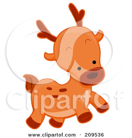 Royalty-Free (RF) Clipart Illustration of a Cute Running Deer by BNP Design Studio