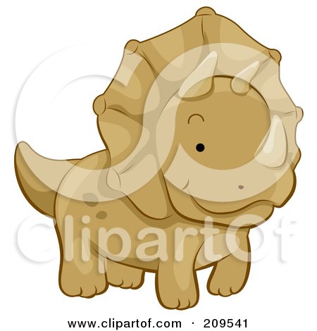 Royalty-Free (RF) Clipart Illustration of a Cute Triceratops Walking by BNP Design Studio