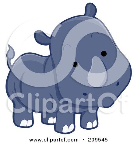 Royalty-Free (RF) Clipart Illustration of a Cute Curious Rhino by BNP Design Studio