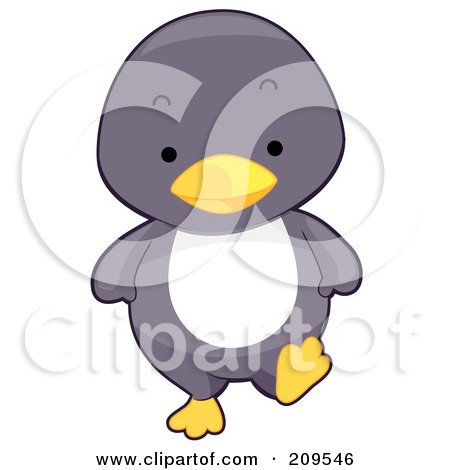 Royalty-Free (RF) Clipart Illustration of a Cute Baby Penguin Walking Forward by BNP Design Studio