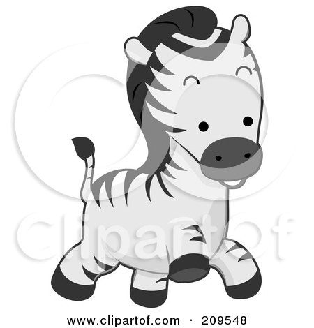 Royalty-Free (RF) Clipart Illustration of a Cute Baby Zebra Running Playfully by BNP Design Studio