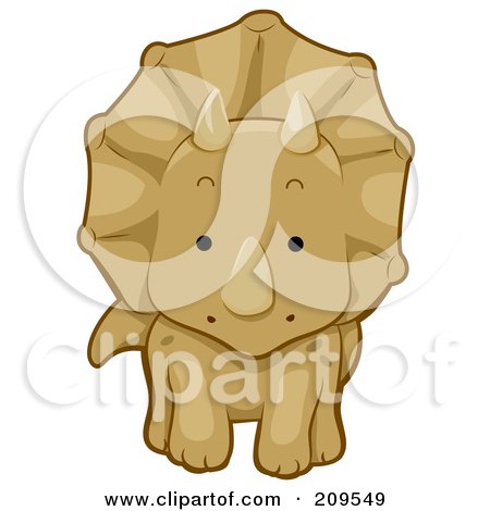 Royalty-Free (RF) Clipart Illustration of a Cute Triceratops Walking Forward by BNP Design Studio