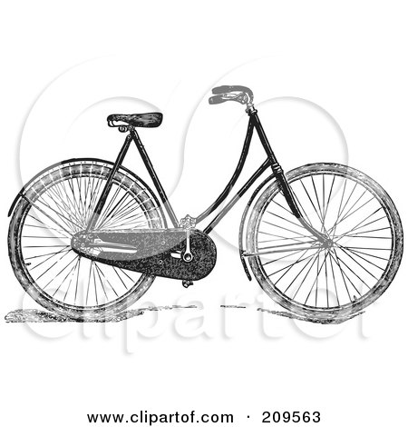 Royalty-Free (RF) Clipart Illustration of a Retro Black And White Bicycle by BestVector