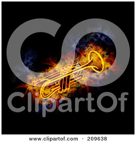 Royalty-Free (RF) Clipart Illustration of a Blazing Trumpet by Michael Schmeling