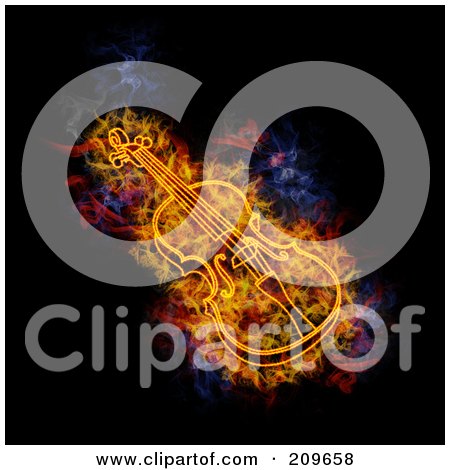 Royalty-Free (RF) Clipart Illustration of a Blazing Violin by Michael Schmeling