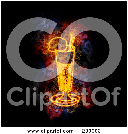 Royalty-Free (RF) Clipart Illustration of a Blazing Ice Cream Soda by Michael Schmeling