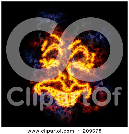 Royalty-Free (RF) Clipart Illustration of a Blazing Happy Face by Michael Schmeling