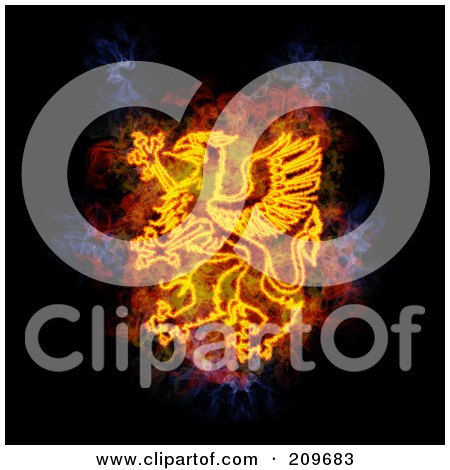 Royalty-Free (RF) Clipart Illustration of a Blazing Griffin by Michael Schmeling