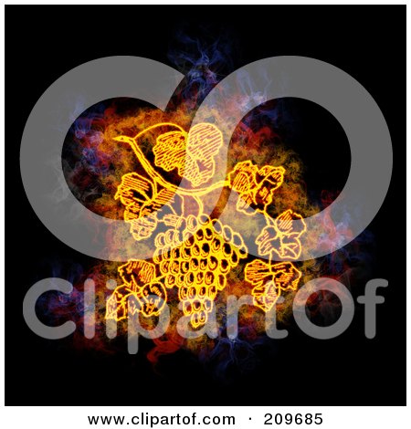 Royalty-Free (RF) Clipart Illustration of a Blazing Bunch Of Grapes by Michael Schmeling