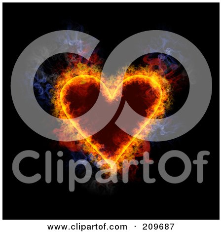 Royalty-Free (RF) Clipart Illustration of a Blazing Heart Playing Card Suit Symbol by Michael Schmeling