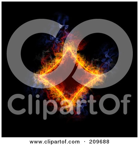 Royalty-Free (RF) Clipart Illustration of a Blazing Diamond Playing Card Suit Symbol by Michael Schmeling