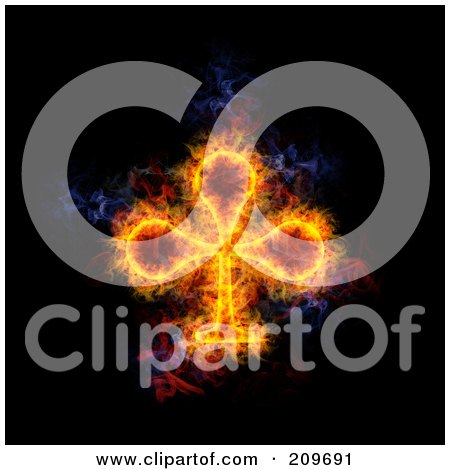 Royalty-Free (RF) Clipart Illustration of a Blazing Club Playing Card Suit Symbol by Michael Schmeling