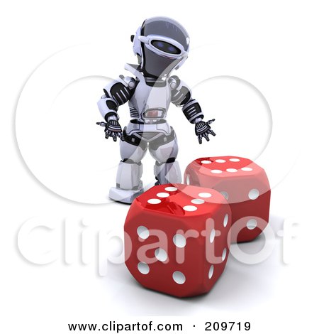 Royalty-Free (RF) Clipart Illustration of a 3d Silver Robot By Red Dice by KJ Pargeter