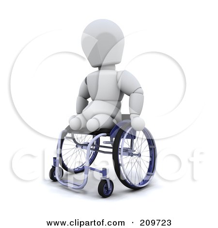 Royalty-Free (RF) Clipart Illustration of a 3d White Character With No Legs, Using A Wheelchair by KJ Pargeter