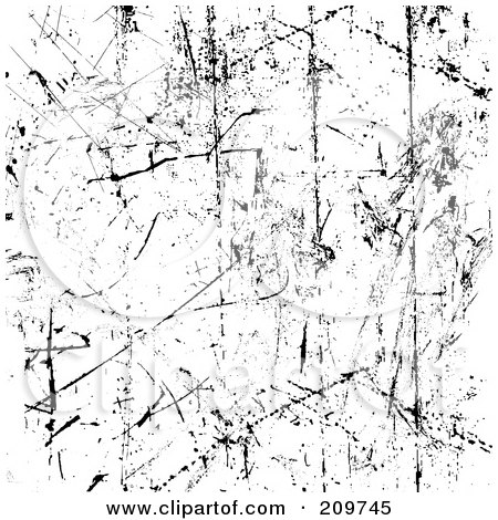 Royalty-Free (RF) Clipart Illustration of a Grungy Deep Scratched Texture Background In Black And White by KJ Pargeter