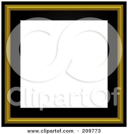 Royalty-Free (RF) Clipart Illustration of a Black And Gold Picture Frame With White Space by Arena Creative