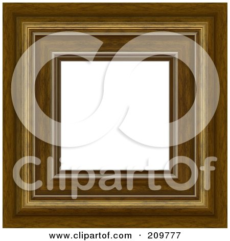 Royalty-Free (RF) Clipart Illustration of a Thick Fancy Wooden Picture Frame With White Space by Arena Creative