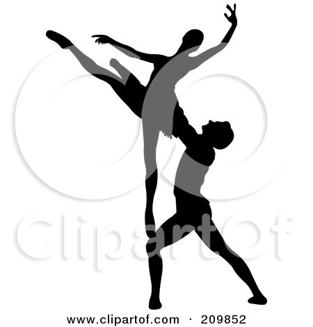 Stock Illustration of a Silhouetted Man and Woman Dancing by Pushkin