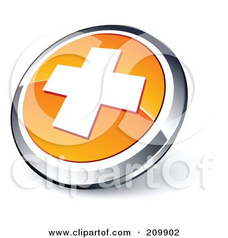 Royalty-Free (RF) Clipart Illustration of a Shiny Orange And Chrome Cross Website Button by beboy