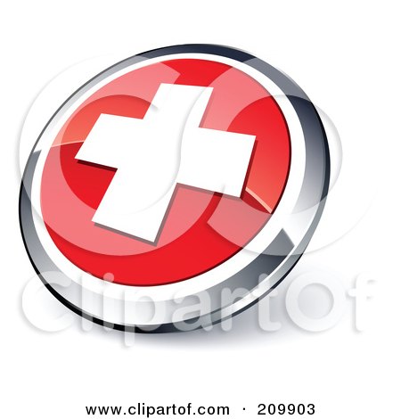 Royalty-Free (RF) Clipart Illustration of a Shiny Red And Chrome Cross Website Button by beboy