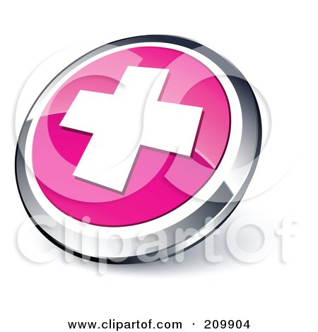 Royalty-Free (RF) Clipart Illustration of a Shiny Pink And Chrome Cross Website Button by beboy