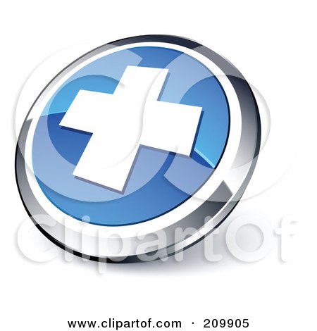 Royalty-Free (RF) Clipart Illustration of a Shiny Blue And Chrome Cross Website Button by beboy