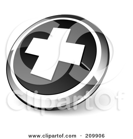 Royalty-Free (RF) Clipart Illustration of a Shiny Black And Chrome Cross Website Button by beboy