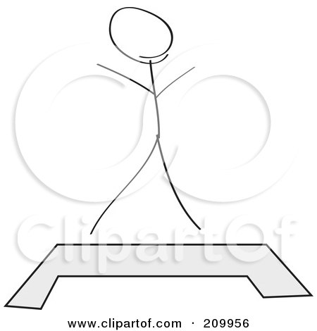 Royalty-Free (RF) Clipart Illustration of a Stick Fitness Character Standing Behind A Step Platform by Clipart Girl
