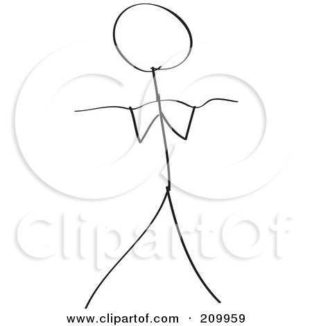 Royalty-Free (RF) Clipart Illustration of a Stick Fitness Character Doing Bicep Curls With An Ez Bar by Clipart Girl
