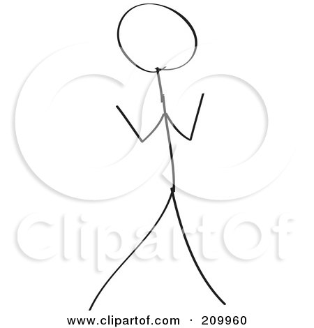 Royalty-Free (RF) Clipart Illustration of a Happy Stick Fitness Character by Clipart Girl