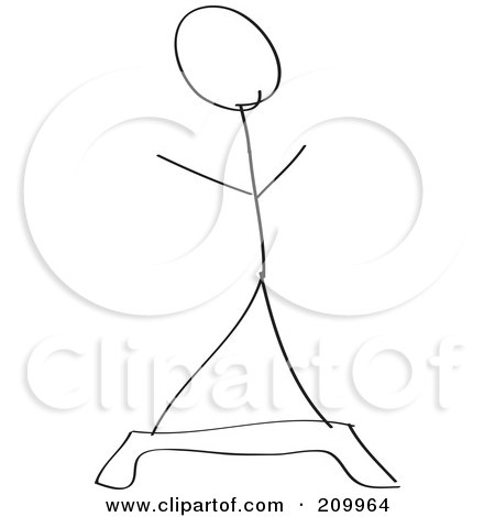 Royalty-Free (RF) Clipart Illustration of a Stick Fitness Character On A Step Platform by Clipart Girl